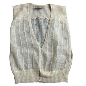 Vintage Outlander Mohair Wool‎ Blend Knit Sweater Vest Cream Made in Hong Kong